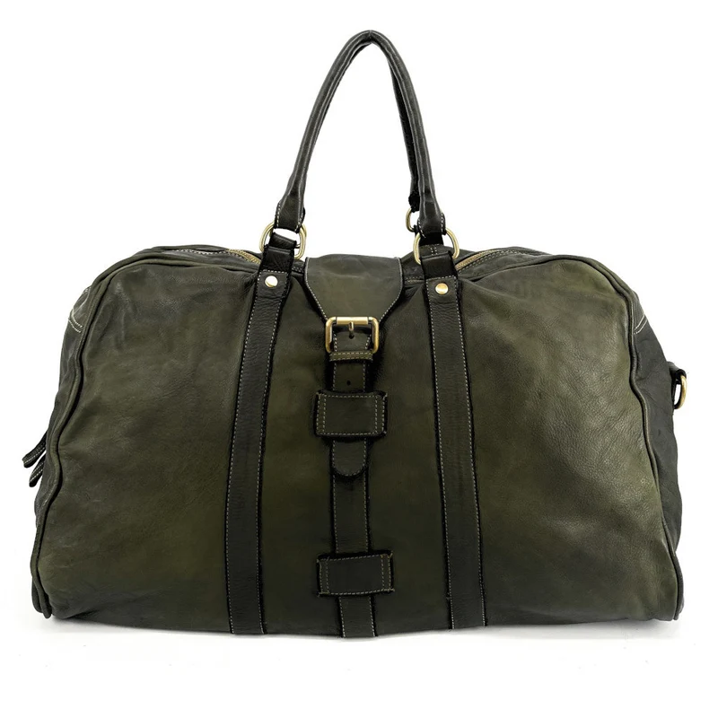 Sac de voyage en cuir vintage COBA Vert Kaki