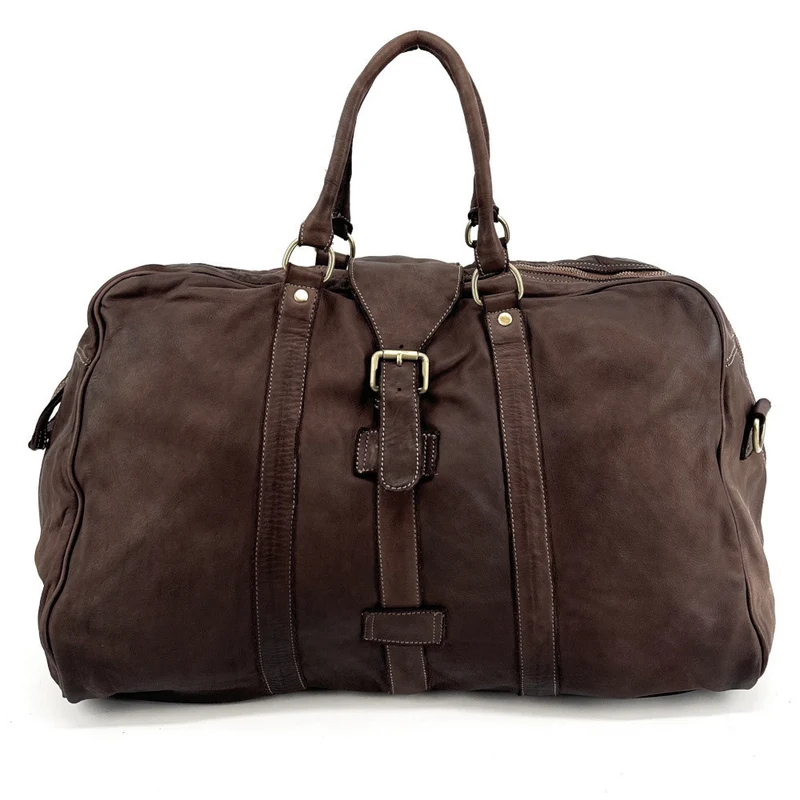 Sac de voyage en cuir vintage COBA Marron Chocolat