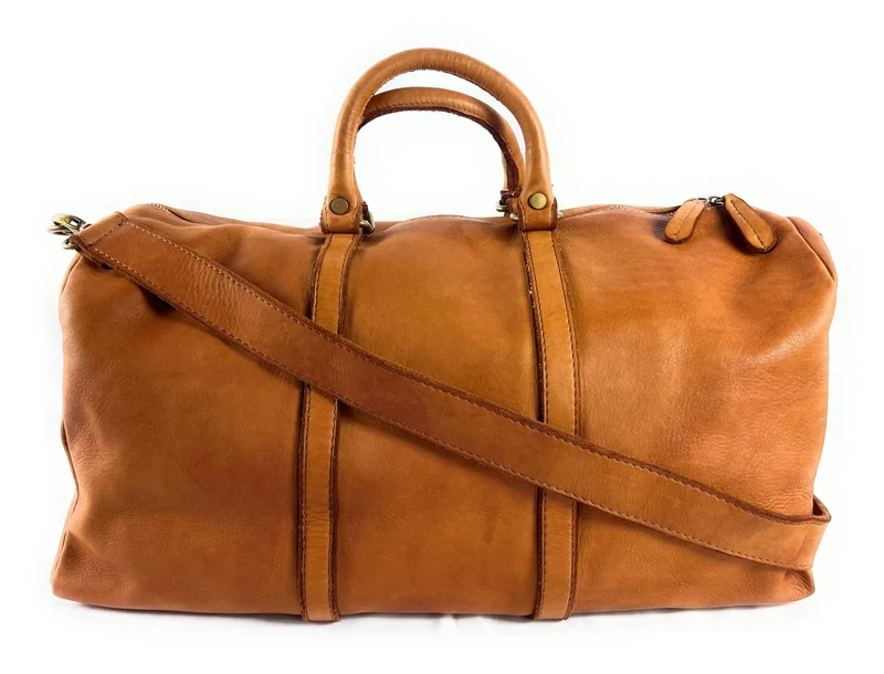Sac de voyage en cuir italien KARNAK Camel foncé