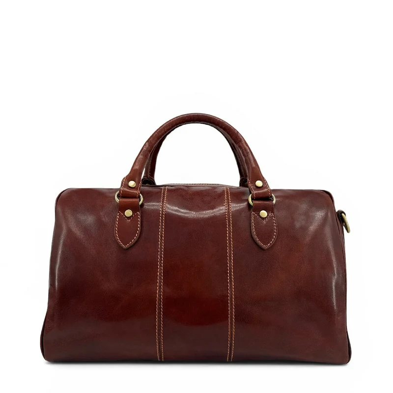 Sac de voyage en cuir lisse ANGKOR Marron châtaigne