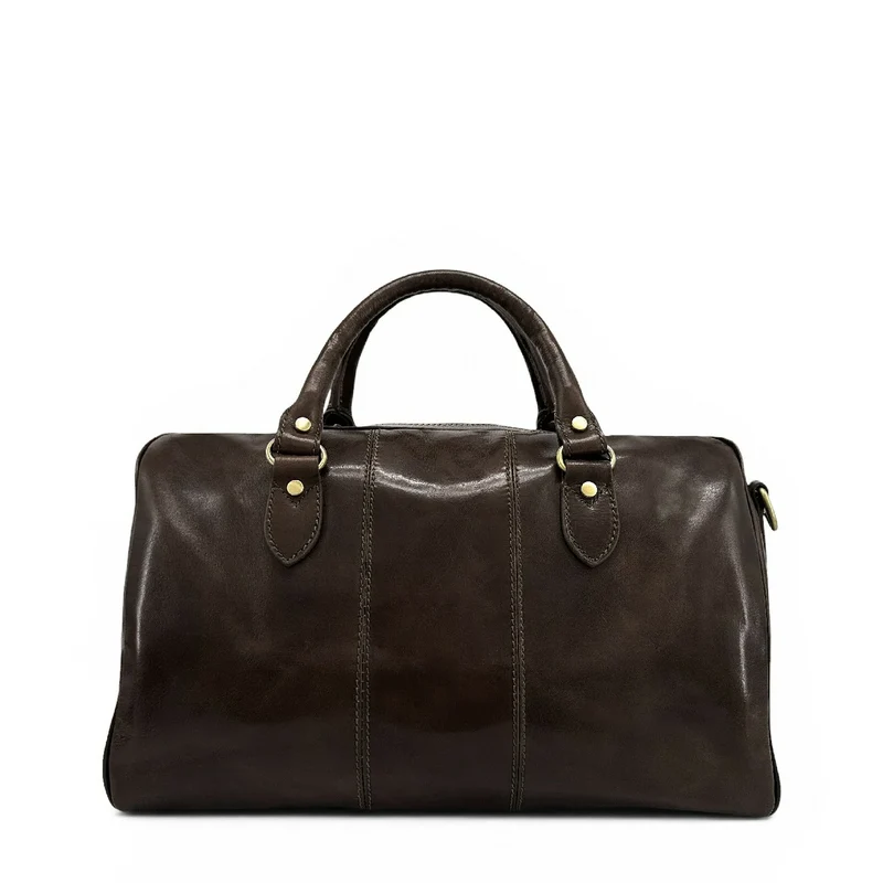 Sac de voyage en cuir lisse ANGKOR Marron chocolat