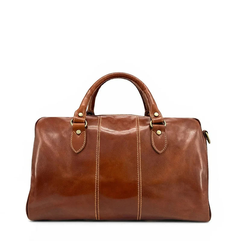 Sac de voyage en cuir lisse ANGKOR Marron cognac