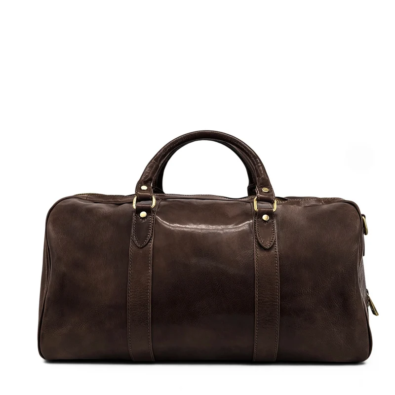 Sac de voyage en cuir lisse KALAHARI Marron chocolat