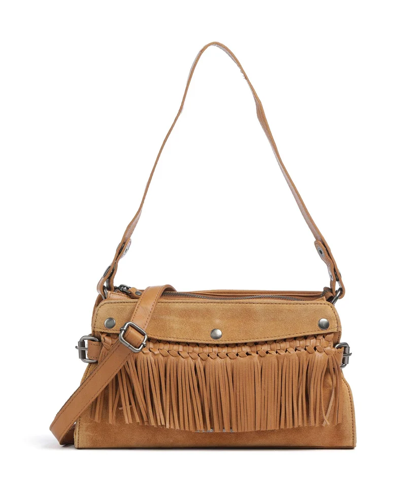 Spikes & Sparrow Suede Mix Madelon Sac porté épaule tan