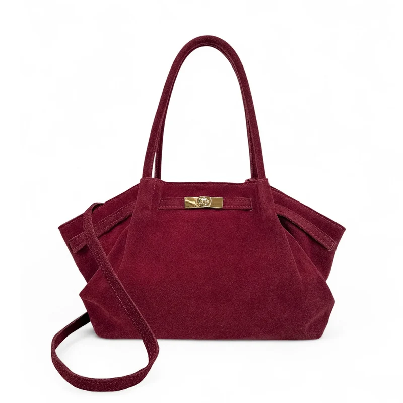 Sac cabas loose en daim ALANA Rouge bordeaux