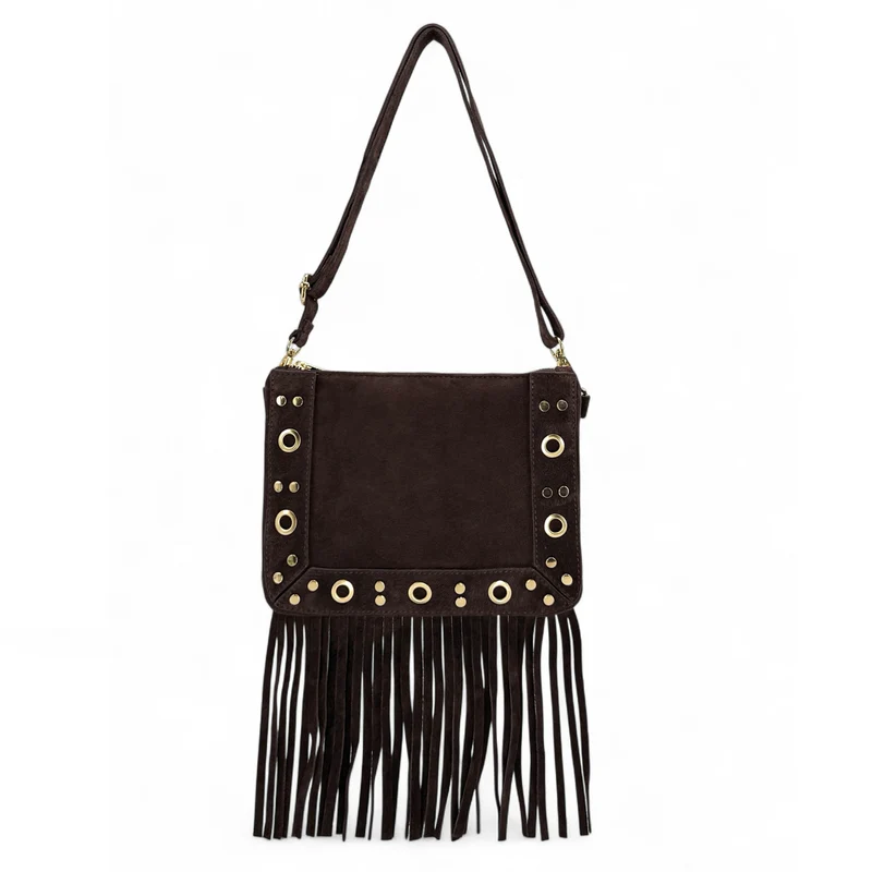 Sac besace en croûte de cuir YEPA Chocolat