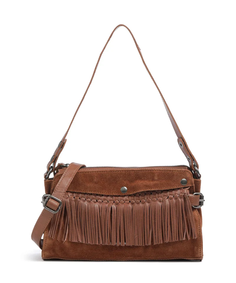 Spikes & Sparrow Suede Mix Madelon Sac porté épaule mocca
