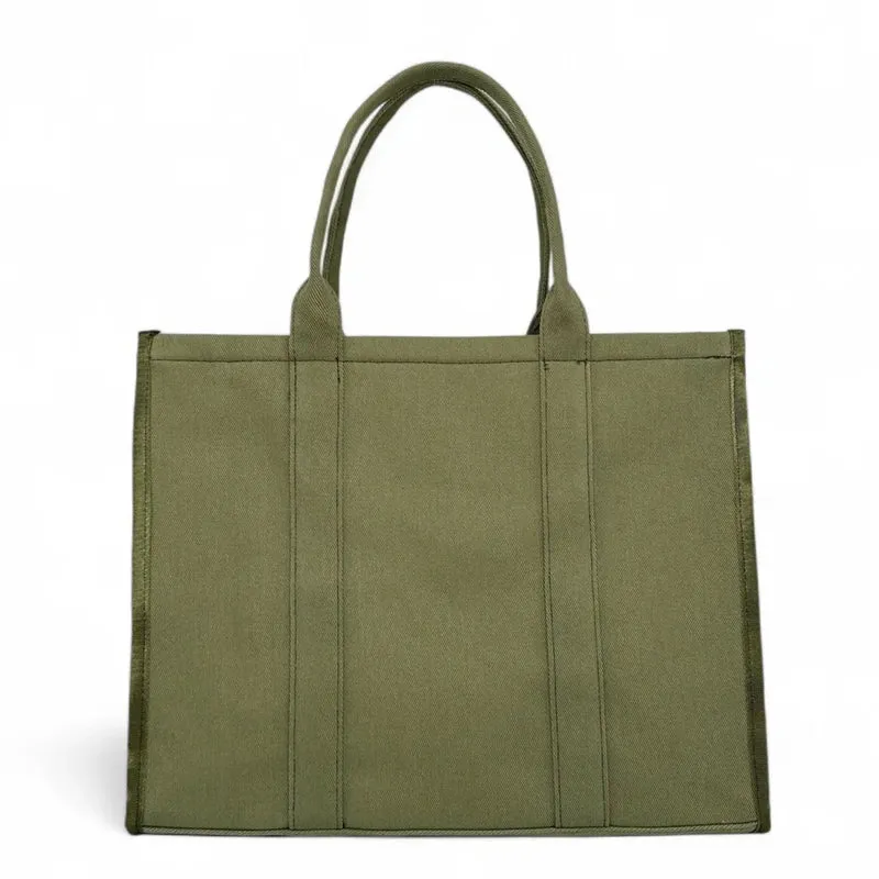 Cabas shopping en toile canvas LE CABAS Kaki