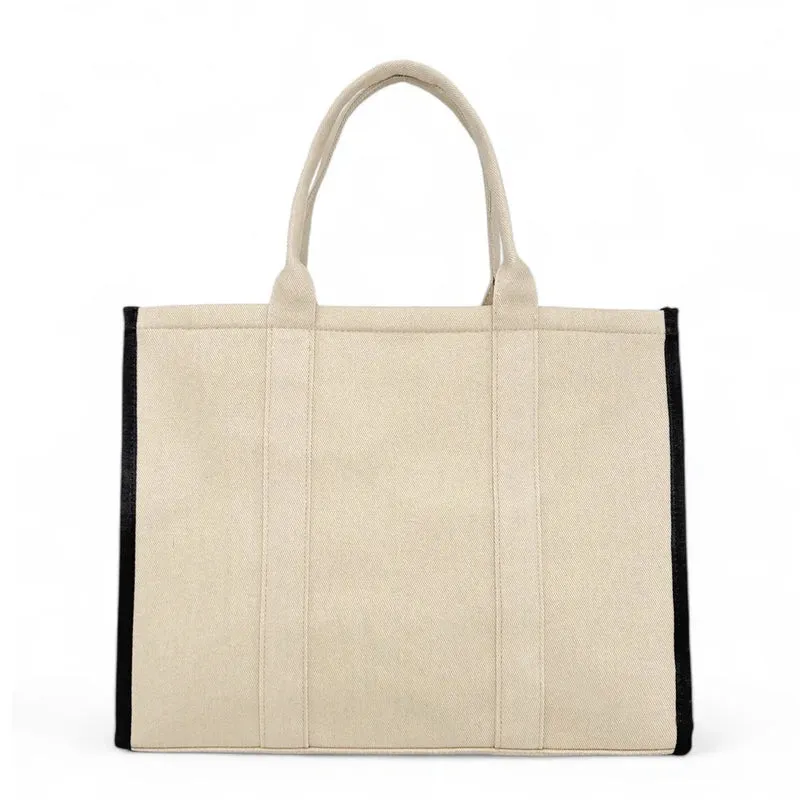 Cabas shopping en toile canvas LE CABAS Beige crème