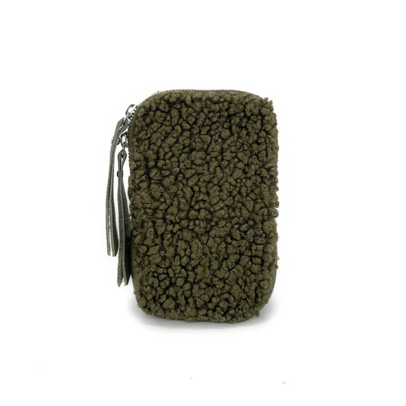 Pochette téléphone en peluche TEDDY Kaki