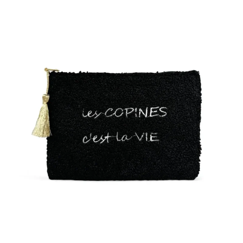 Trousse pochette en peluche PILOU COP'S Noir