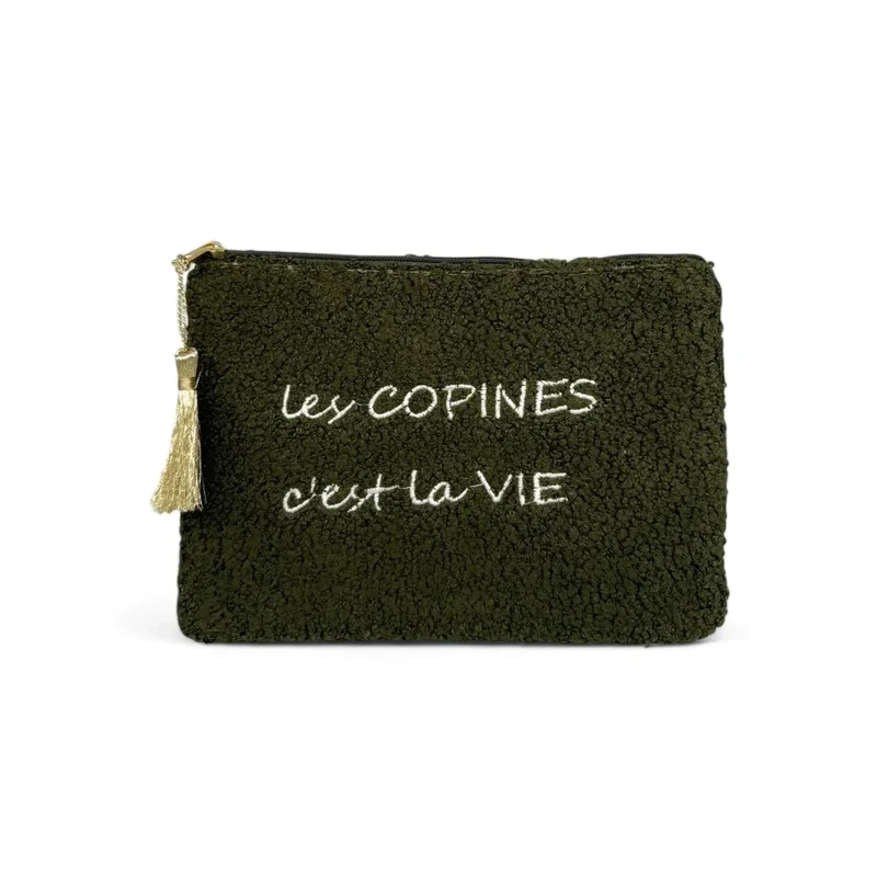 Trousse pochette en peluche PILOU COP'S Kaki