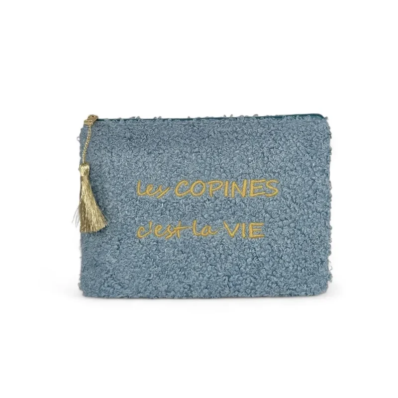 Trousse pochette en peluche PILOU COP'S Bleu glacier