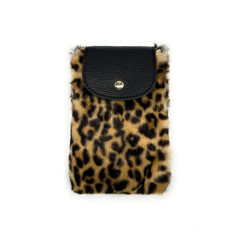Pochette téléphone en cuir et fausse fourrure NAKIA Léopard