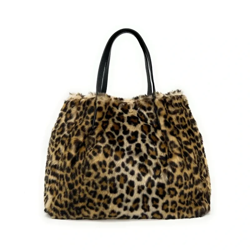 Sac cabas en cuir et fausse fourrure OKOYE Léopard