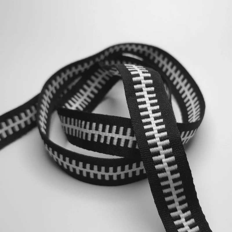 Galon décoratif tissé | 20 mm | Noir & Blanc