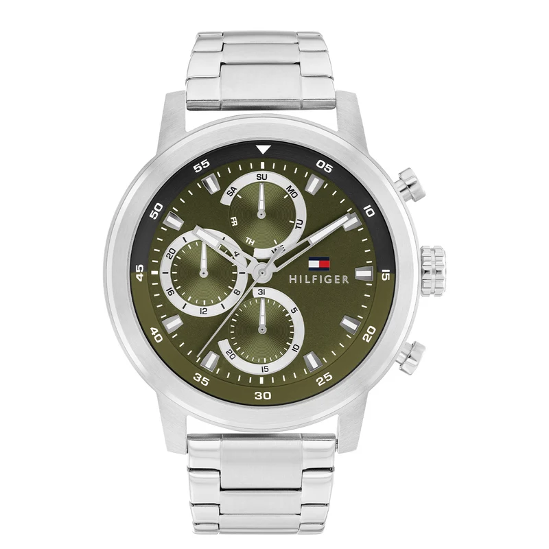 Tommy Hilfiger Rocky Montre Pour Homme Argentée et Verte TH1792180