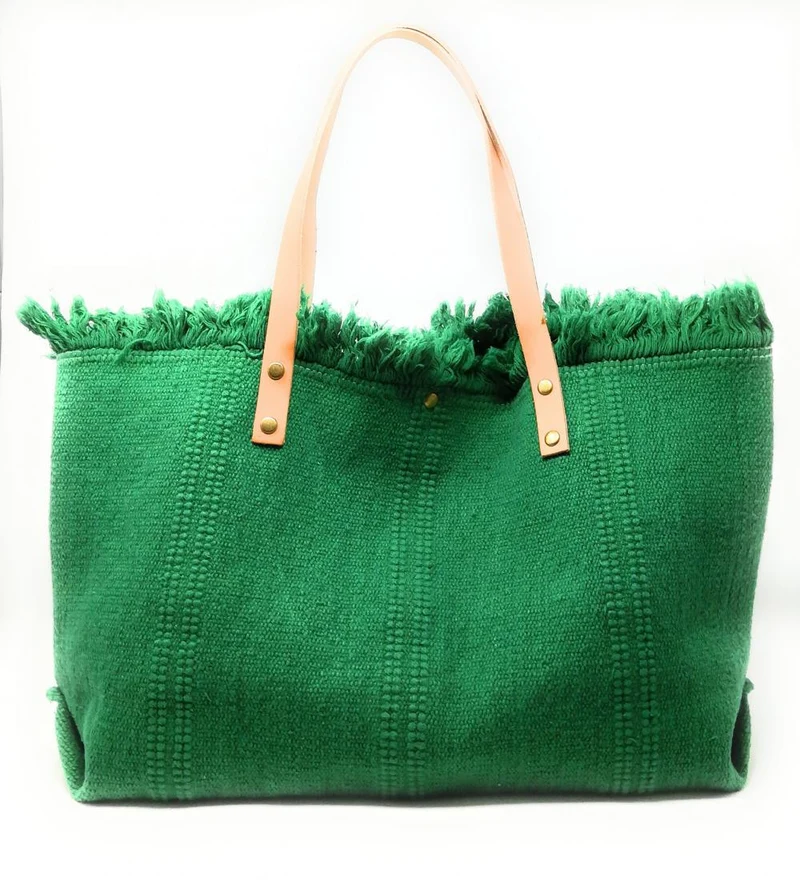 Sac de plage cabas en tissu IBIZA Vert anglais