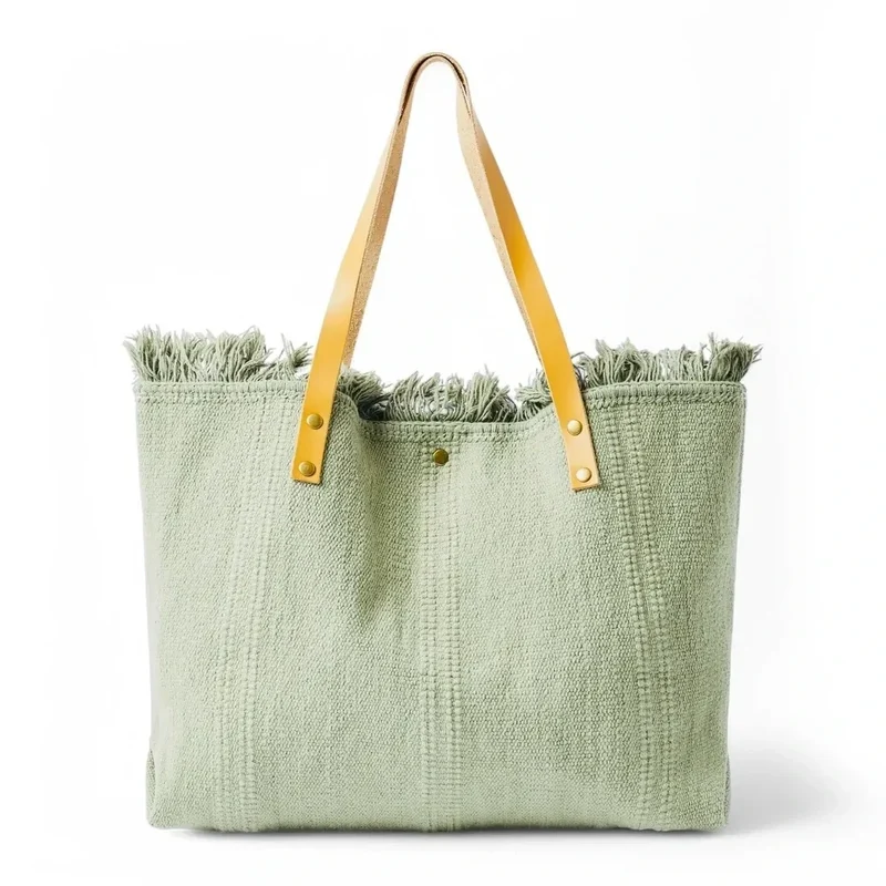 Sac de plage cabas en tissu IBIZA Vert pastel