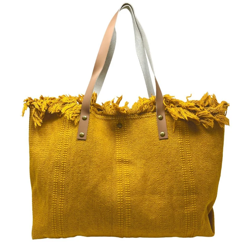 Sac de plage cabas en tissu IBIZA Safran