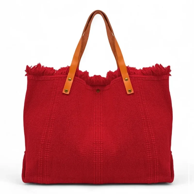 Sac de plage cabas en tissu IBIZA Rouge garance
