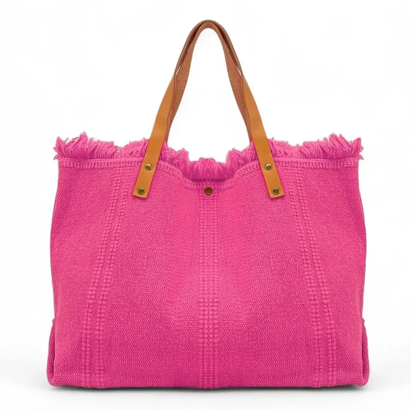 Sac de plage cabas en tissu IBIZA Rose