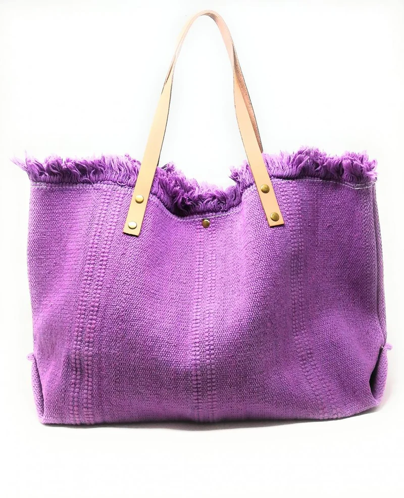 Sac de plage cabas en tissu IBIZA Lilas