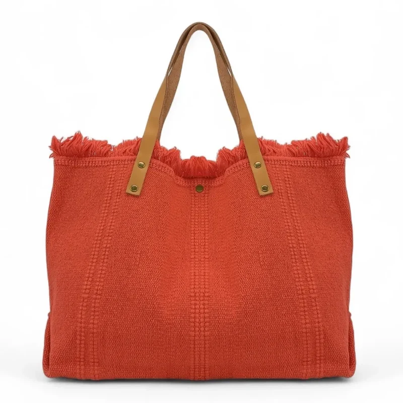 Sac de plage cabas en tissu IBIZA Mandarine