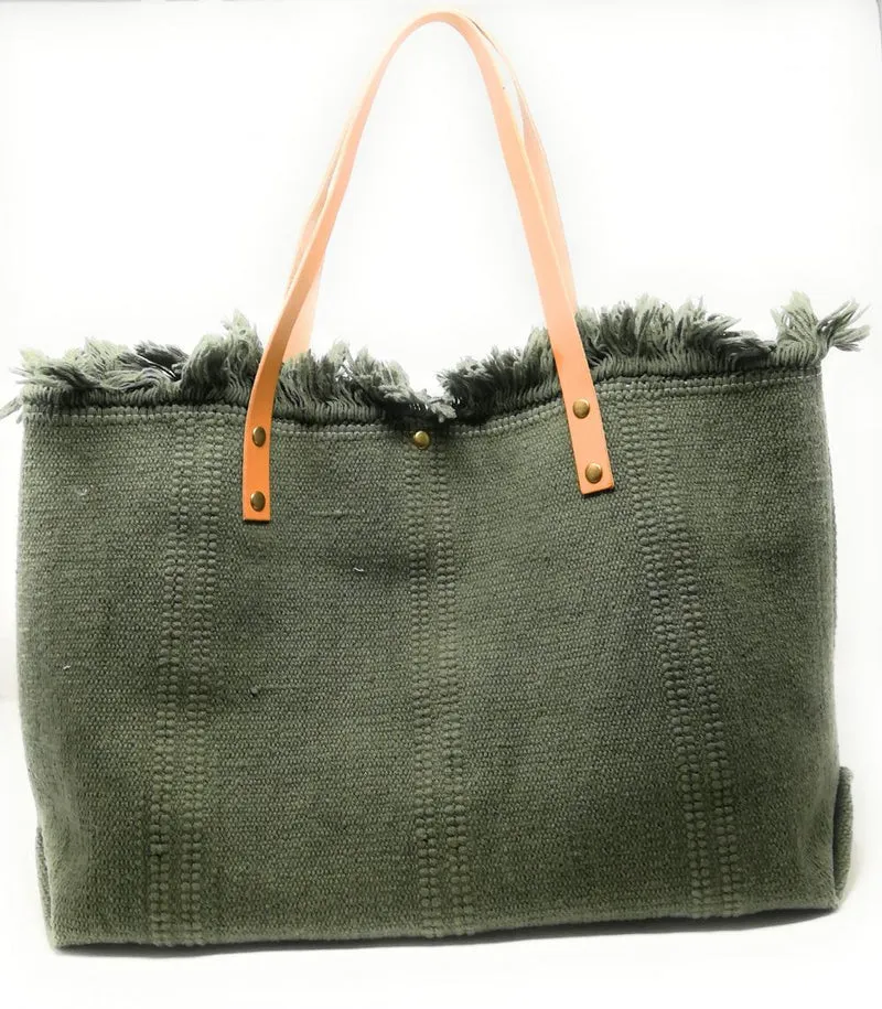 Sac de plage cabas en tissu IBIZA Kaki
