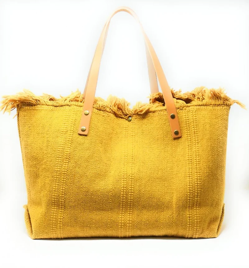Sac de plage cabas en tissu IBIZA Jaune tournesol