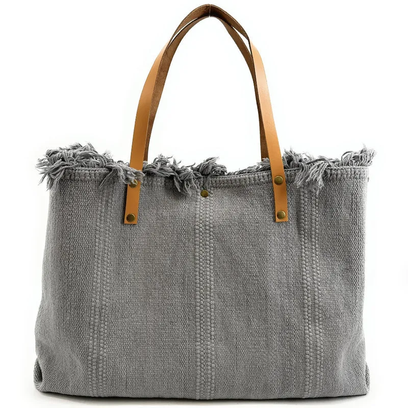 Sac de plage cabas en tissu IBIZA Gris clair