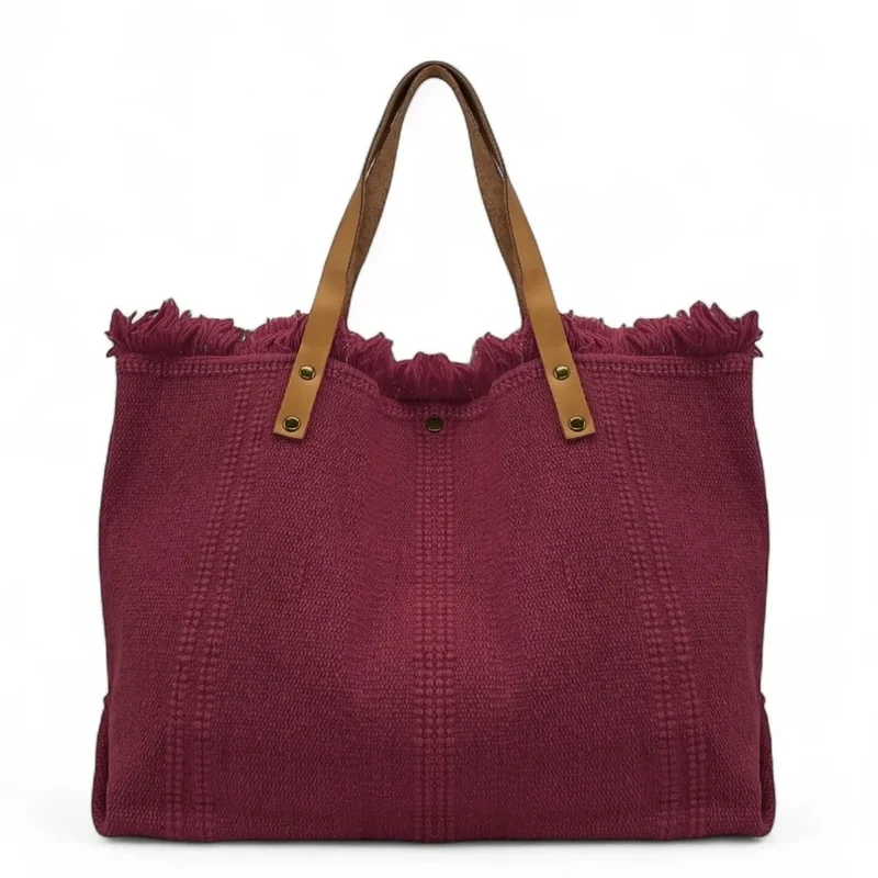 Sac de plage cabas en tissu IBIZA Bordeaux
