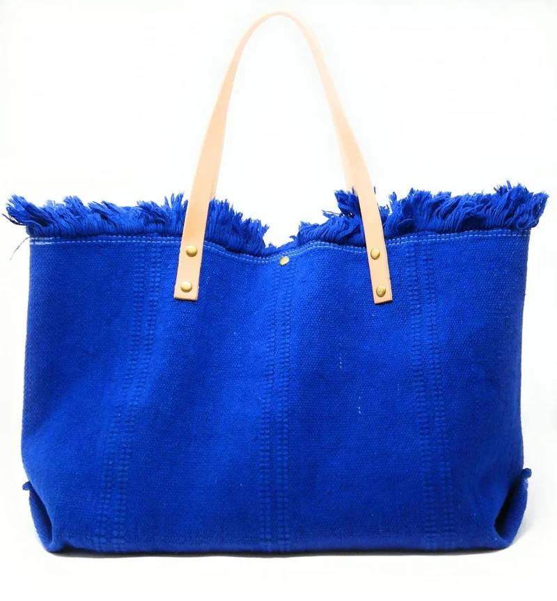 Sac de plage cabas en tissu IBIZA Bleu roi