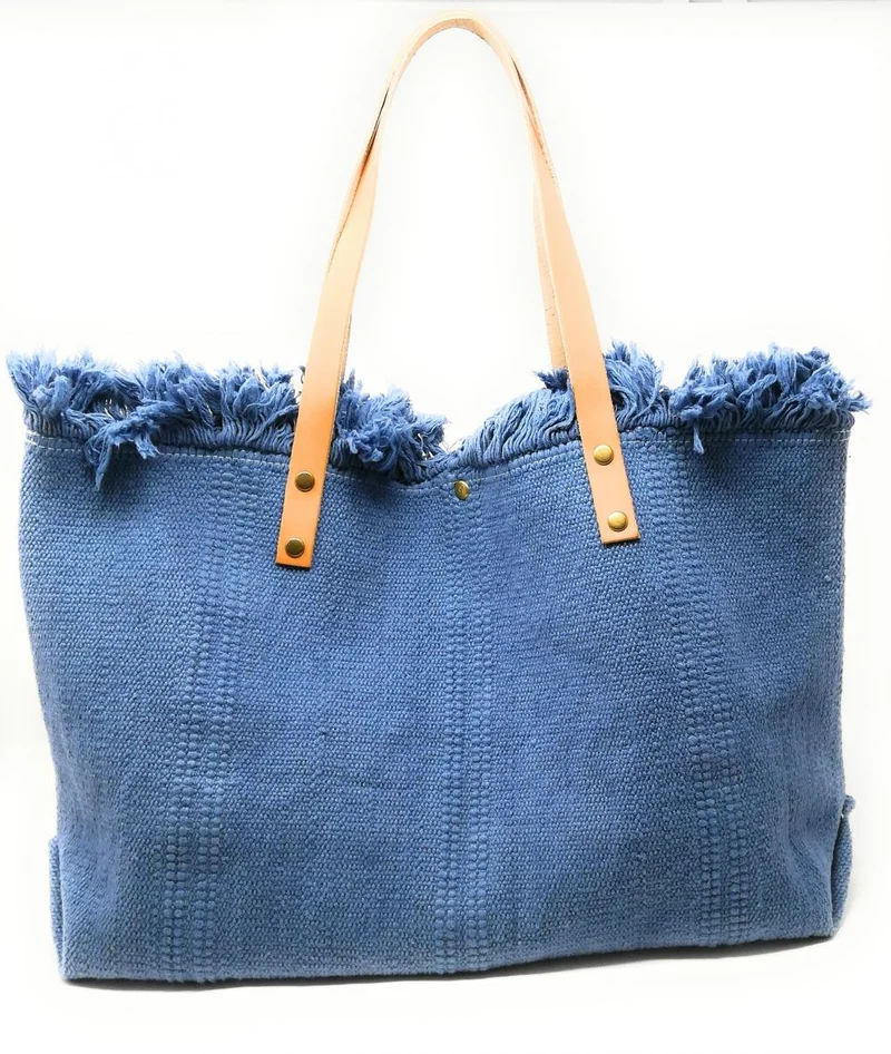 Sac de plage cabas en tissu IBIZA Bleu denim