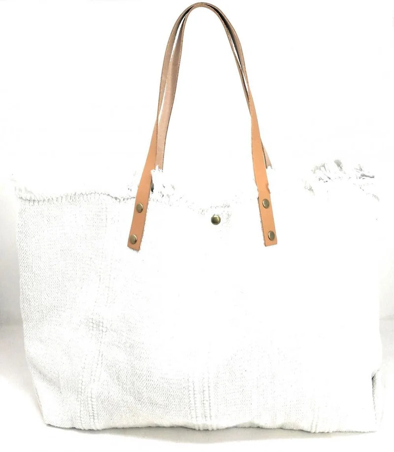 Sac de plage cabas en tissu IBIZA Blanc