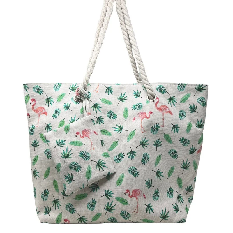 Sac de plage en polyester imprimé NAKURU Blanc Flamands blanc