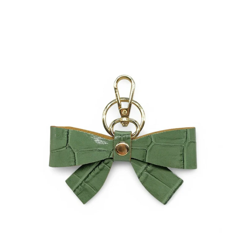 Porte-clés en cuir à motif crocodile FARFALA CROCO Vert amande