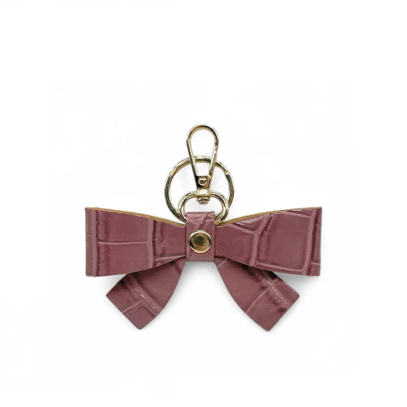 Porte-clés en cuir à motif crocodile FARFALA CROCO Rose blush