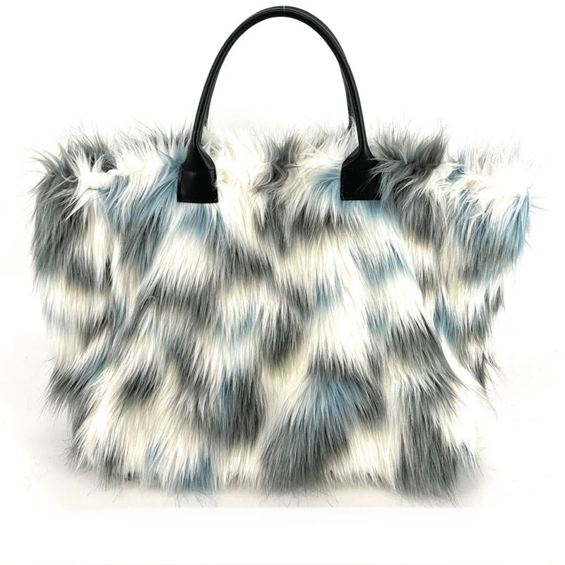 Sac cabas shopping XL en fausse fourrure et cuir TABBY YETI