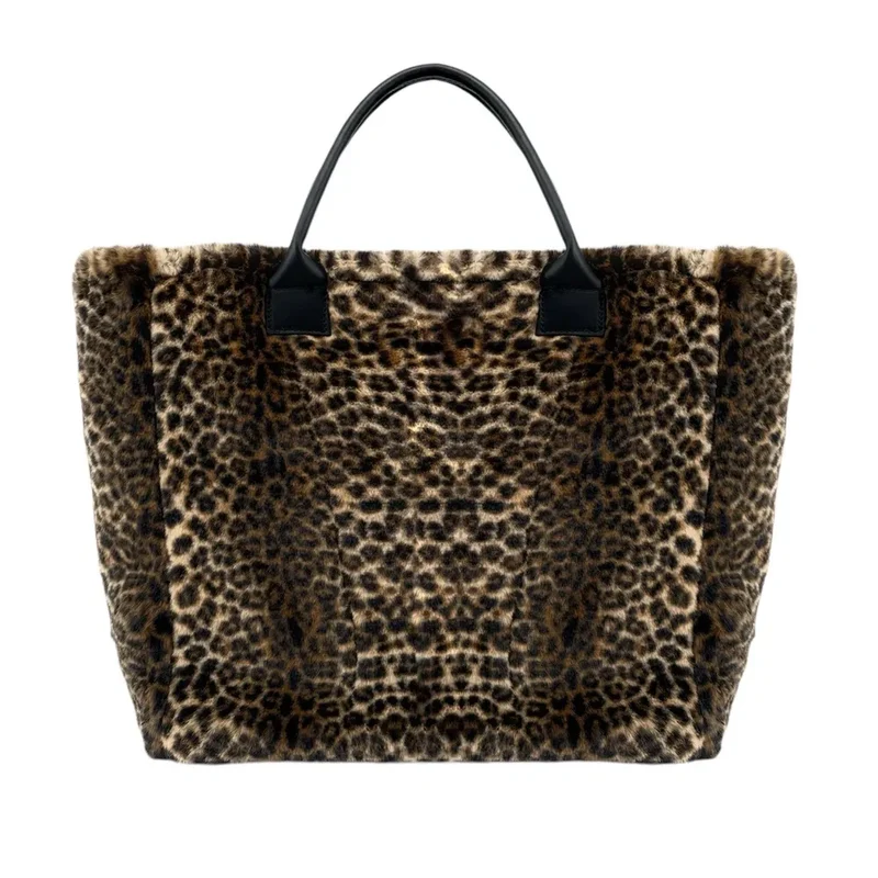 Sac cabas shopping XL en fausse fourrure et cuir TABBY Ocelot