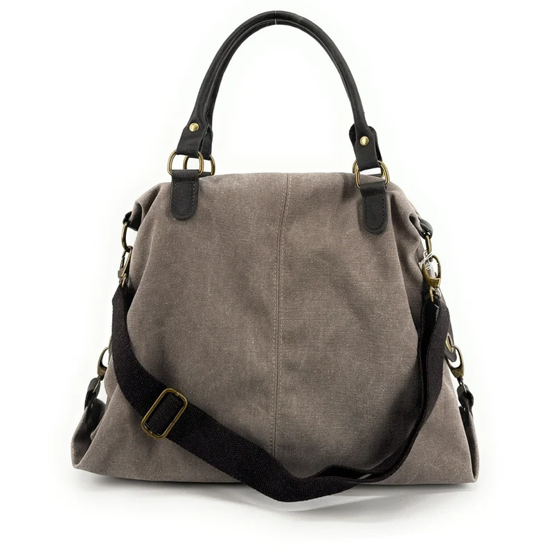 Sac besace en toile et cuir BESACE U.S. Taupe