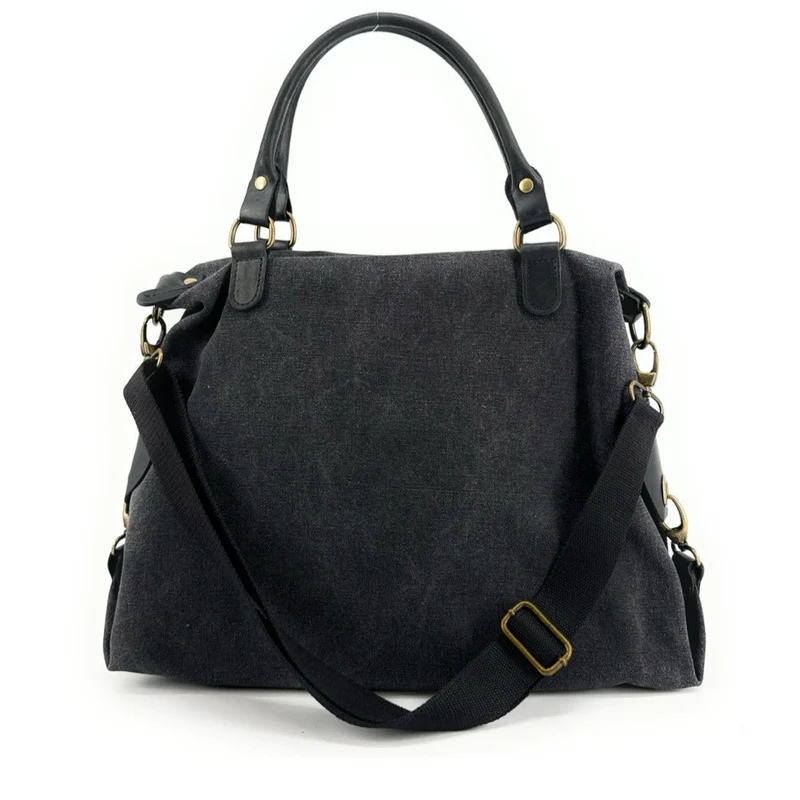 Sac besace en toile et cuir BESACE U.S. Noir