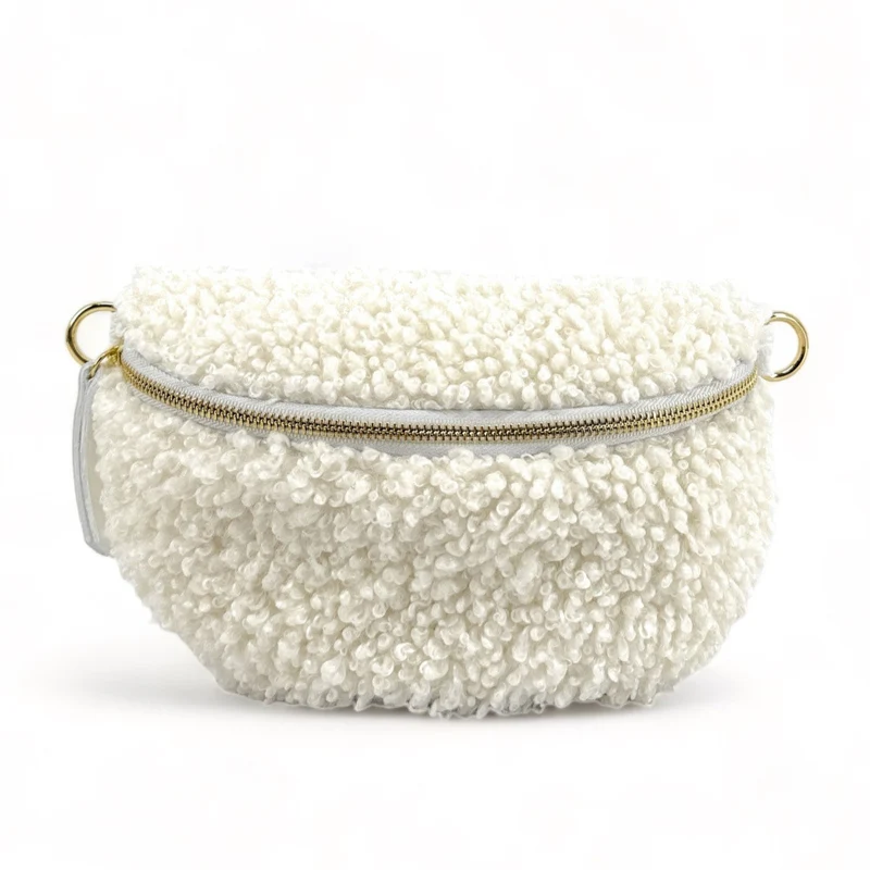 Sac banane en cuir et peluche LOU PILOU Blanc