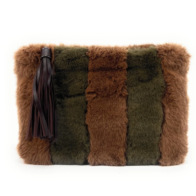 Sac pochette en fausse fourrure FURBY Châtaigne
