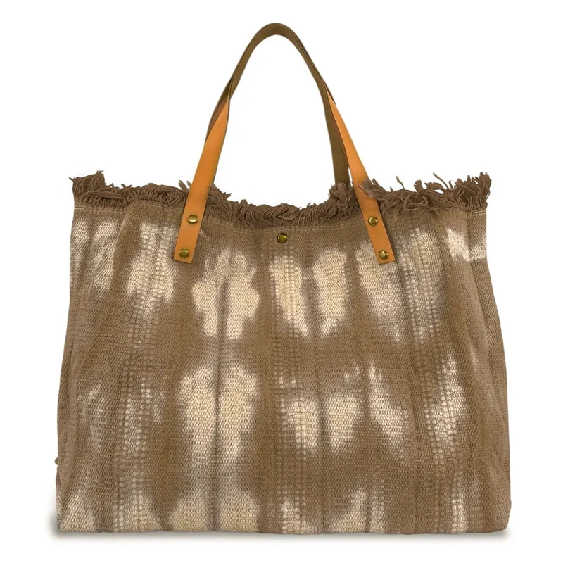 Sac de plage cabas en tissu BELIZE Taupe foncé