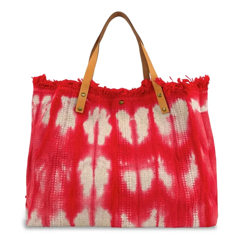 Sac de plage cabas en tissu BELIZE Rouge garance