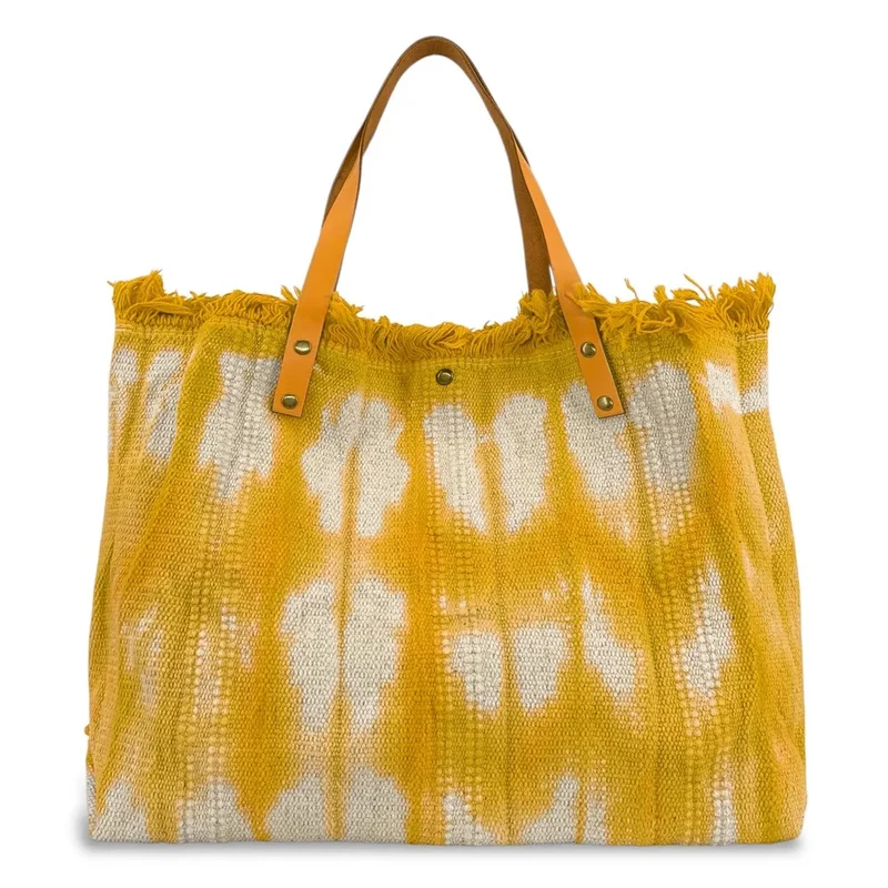 Sac de plage cabas en tissu BELIZE Jaune Moutarde