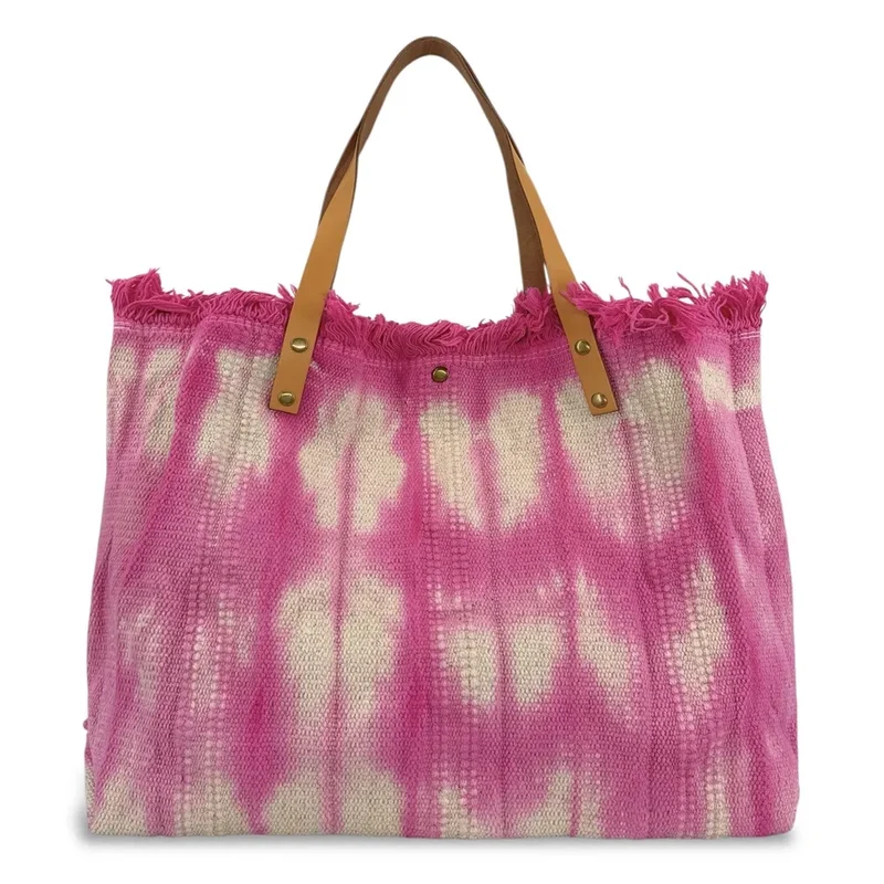 Sac de plage cabas en tissu BELIZE Rose fuchsia