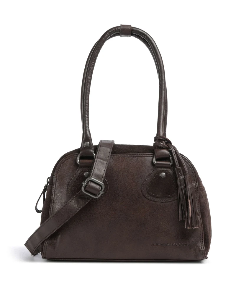 Spikes & Sparrow Suede Mix Sienna Sac porté épaule dark brown