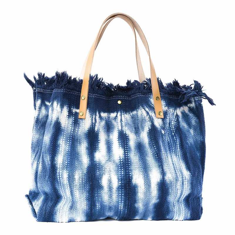 Sac de plage cabas en tissu BELIZE Bleu marine